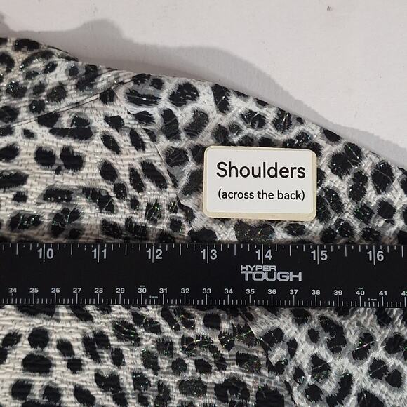 Chico’s Women's L/12-14 Cardigan Black & White Animal Print Open Tie-Front - Picture 9 of 13